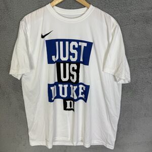 Duke Blue Devils Shirt Mens XL White Nike‎ Dri-Fit Short Sleeve